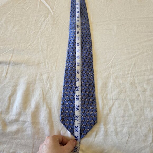 Gucci Vintage Silk Tie Blue Horsebit Equestrian Print 100% Silk Made in Italy - Picture 10 of 10